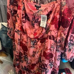 Torrid Pink and Red Floral Top